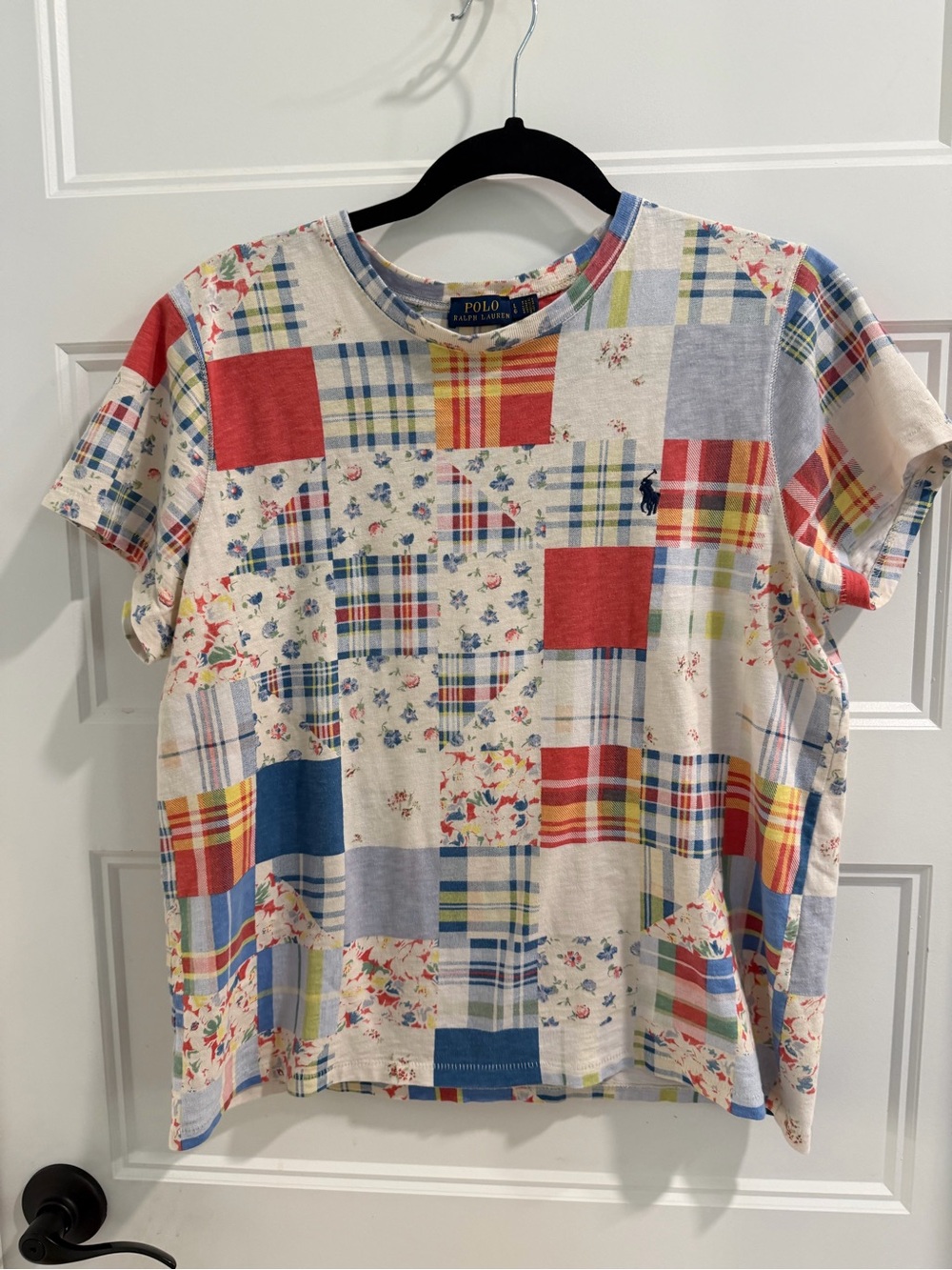 Polo by Ralph Lauren-sz Large Patchwork PRINT Short Sleeve Tee-One of a kind! - Picture 2 of 6
